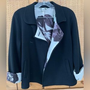 Talbots Petites A-line Jacket Black with Floral Lining SP